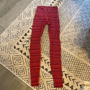 Lululemon Sz 4 Pink-ish Red Striped Leggings